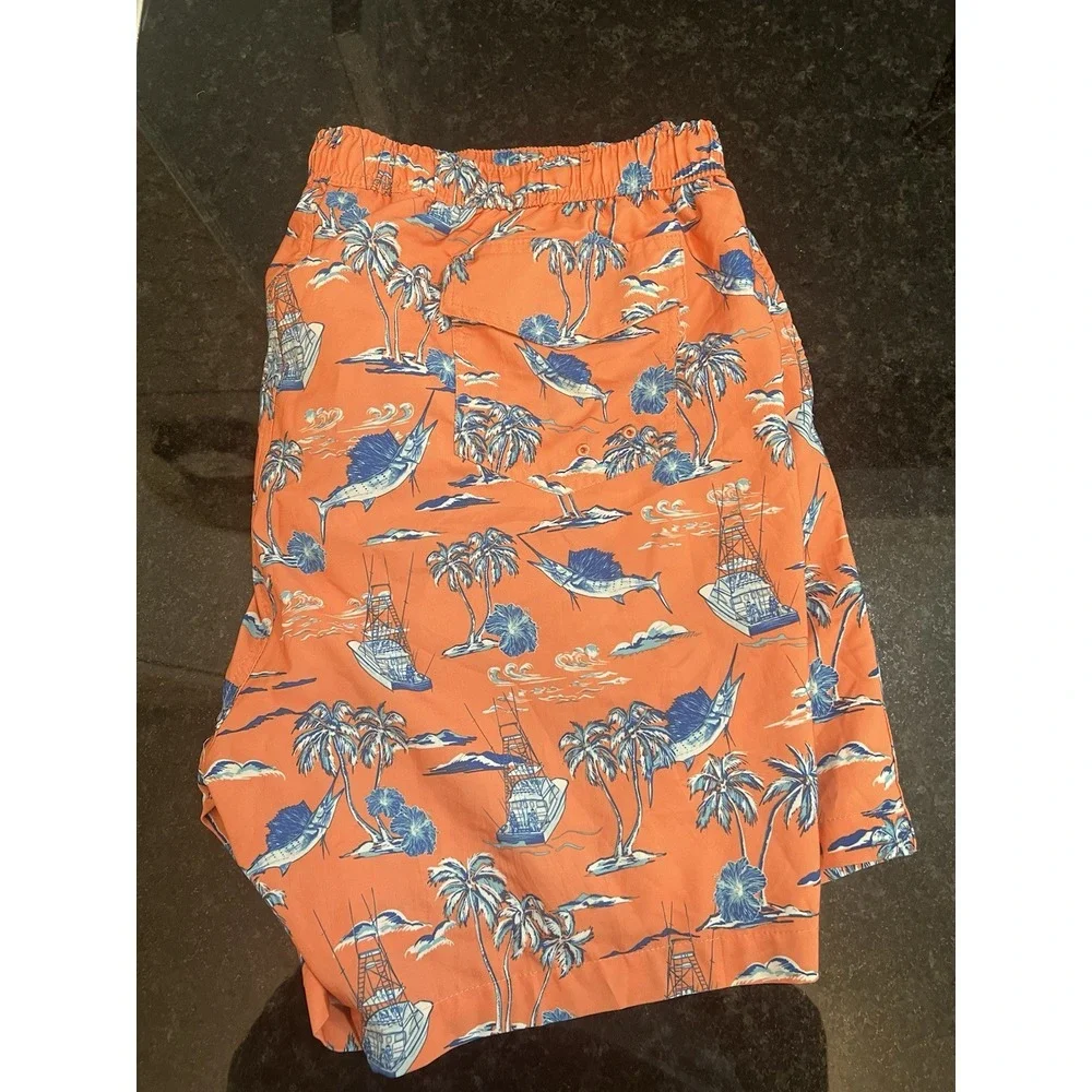 Ocean Coast Swim Trunks Mens XXL Hawaiian‎ Print Mesh Lined Beach Shorts